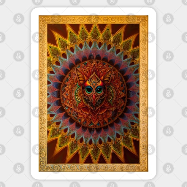 Framed Owl Mandala Sticker by Mazzlo Shop